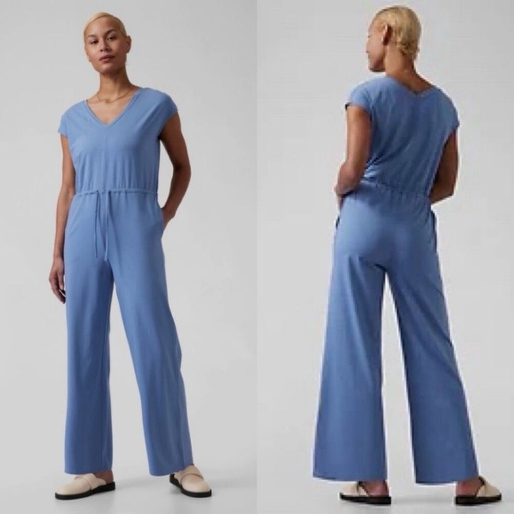 Athleta Womens Size Large Willow Jumpsuit Cottage Blue 986169